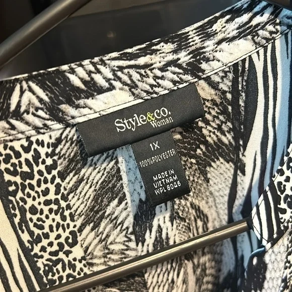 Style & co animal print peplum button down tunic blouse size 1X - Picture 7 of 8